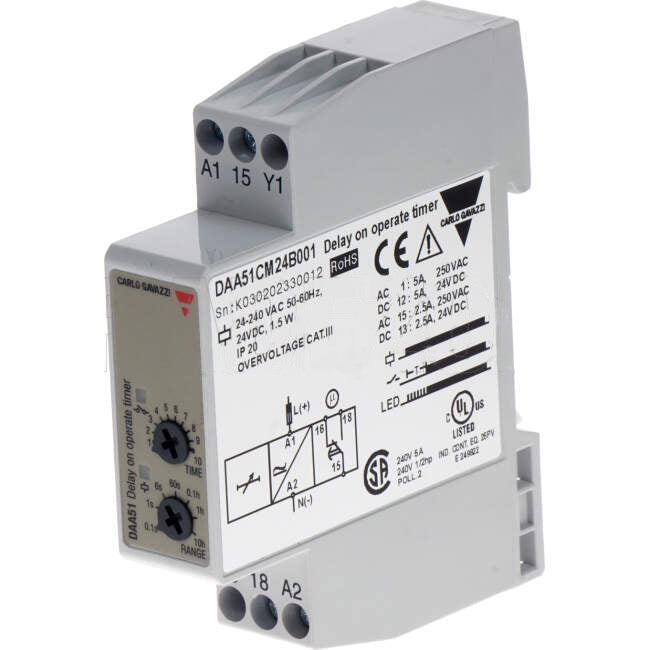 NHP Timer On Delay Relay Din Rail Mount 24VDC/24VAC-240VAC 0.1 Second - 100 Hour 17.5mm