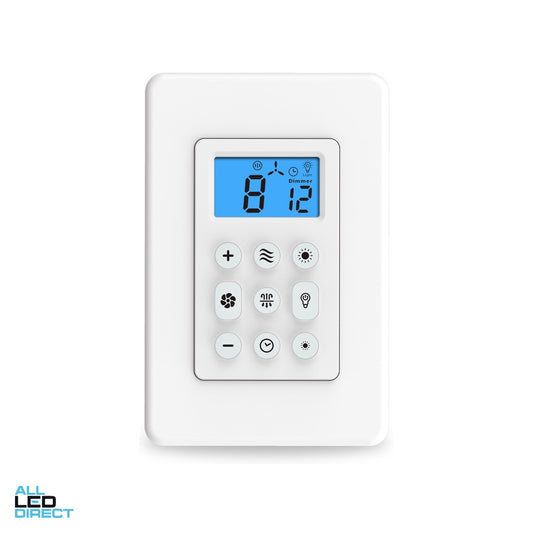 Atom Wall Mount Remote Control for DC Ceiling Fans White ALL LED Direct