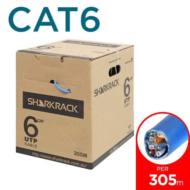 Devline by SharkRack CAT6 Cable 4 Pair U/UTP Low Smoke Zero Halogen Blue 305 Metre Dispenser Box