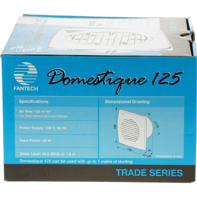 Fantech 180mm x 190mm Flush Mounted Square Exhaust Fan With Backactive Damper Suitable For 125mm Duct