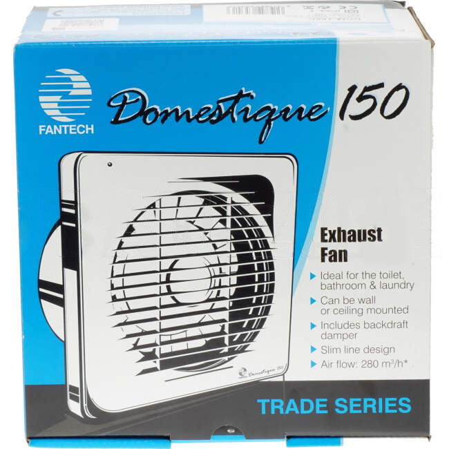 Fantech 200mm x 200mm Flush Mounted Square Exhaust Fan With Backactive Damper Suitable For 150mm Duct