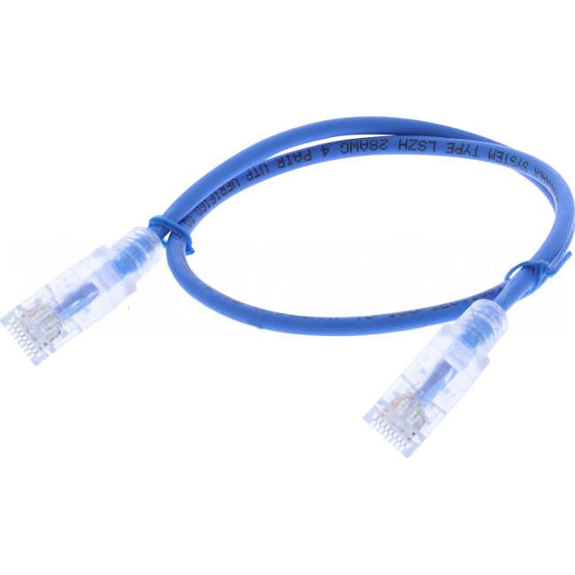 Devline by SharkRack 0.5 Metre RJ45 CAT6A UTP Thin Patch Lead Blue