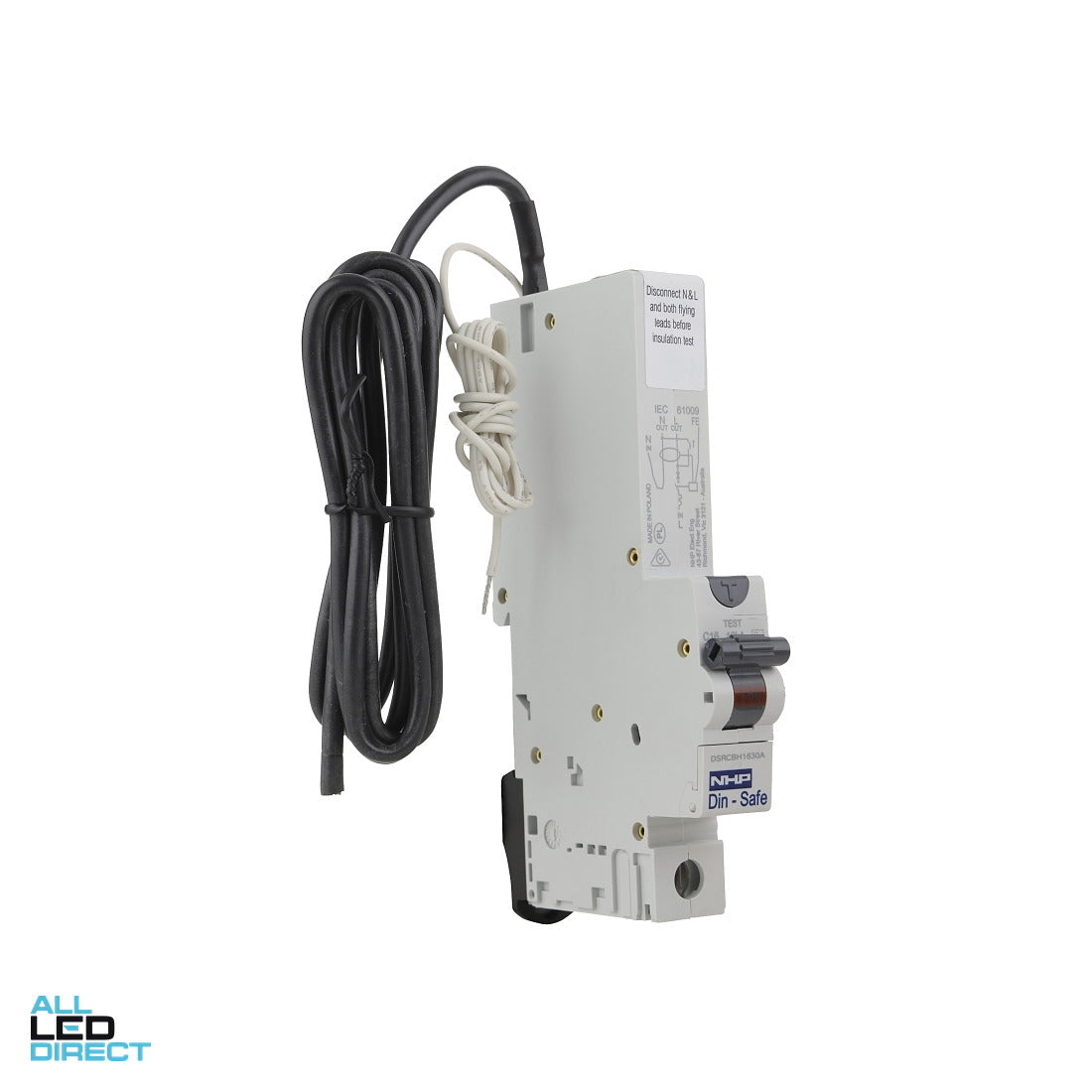 NHP 16 Amp C Curve DIN-SAFE Miniature Circuit Breaker & Residual Current Device MCB/RCD RCBO 1 Pole 30mA 10kA ALL LED Direct