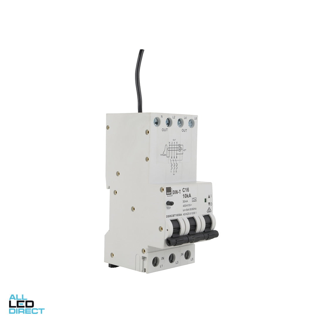 NHP 20 Amp DIN-SAFE Miniature Circuit Breaker & Residual Current Device MCB/RCD RCBO 3 Pole + Neutral 10kA 30mA ALL LED Direct