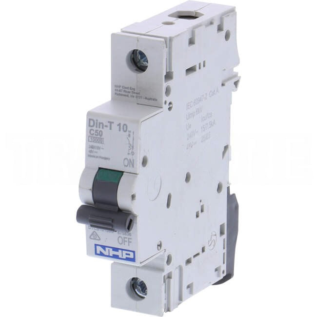 NHP 50 Amp Miniature Circuit Breaker MCB C Curve 1 Pole 10kA