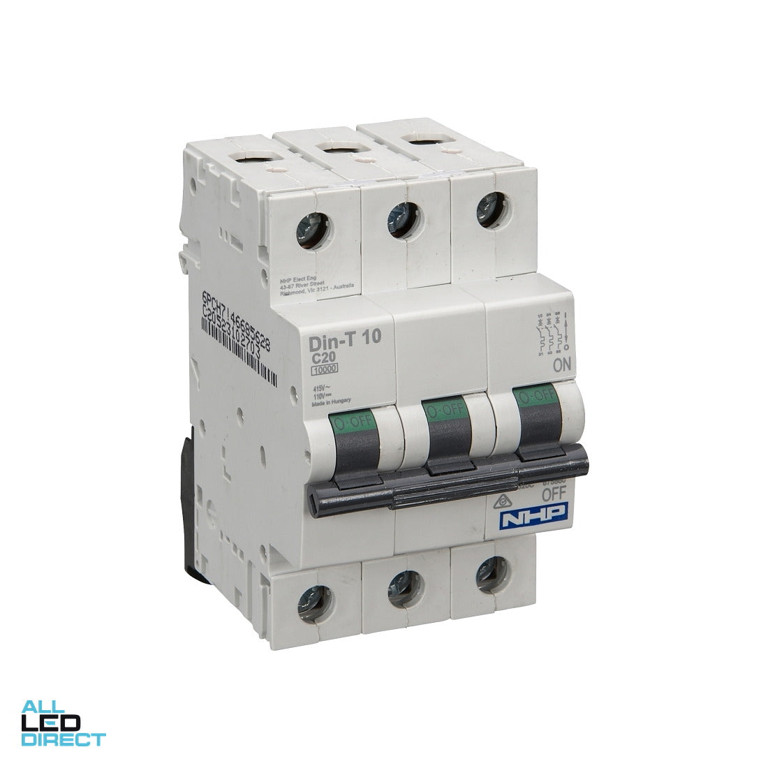 NHP 32 Amp Miniature Circuit Breaker MCB C Curve 3 Pole 10kA ALL LED Direct