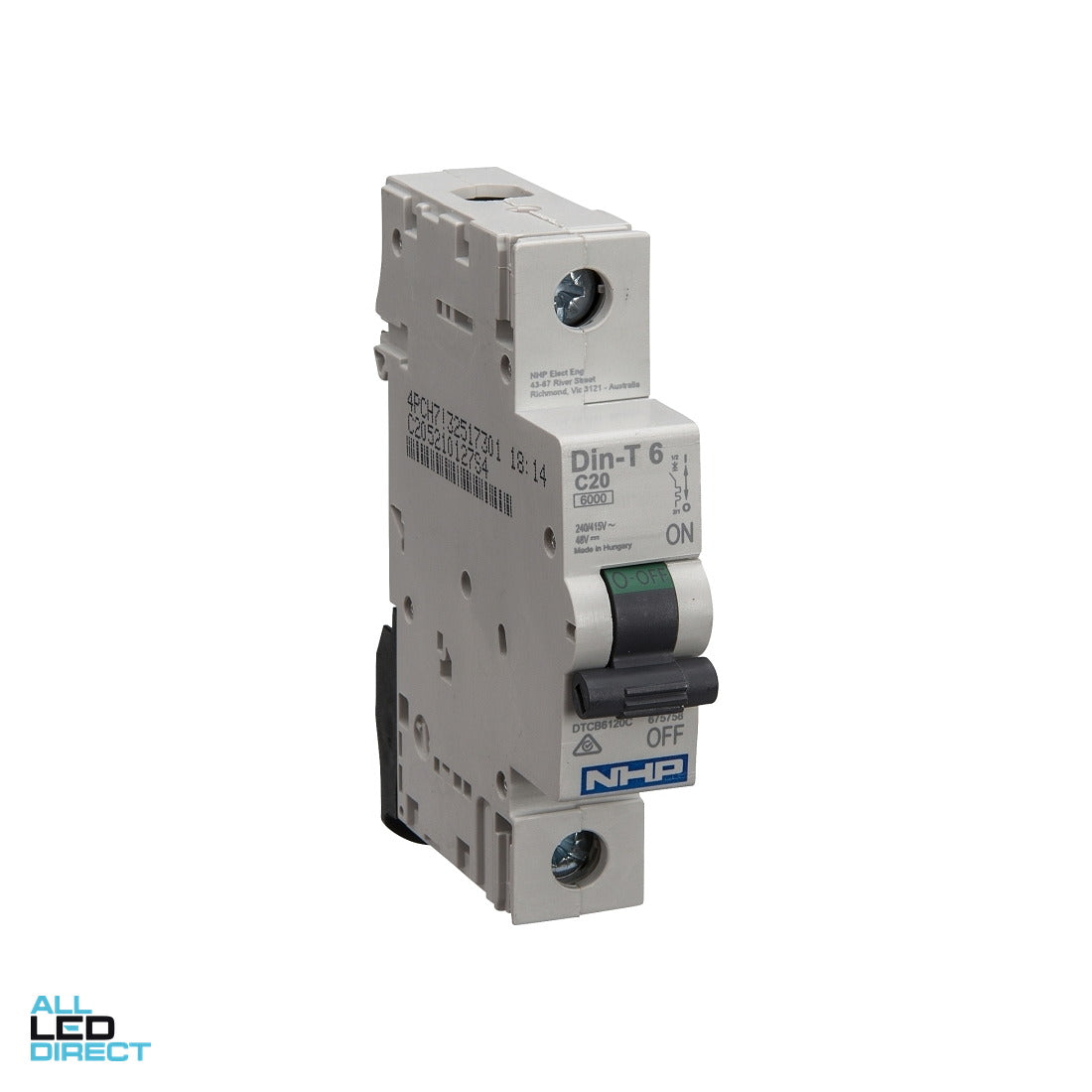 NHP 40 Amp Miniature Circuit Breaker MCB C Curve 1 Pole 6kA ALL LED Direct