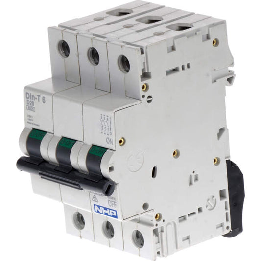NHP 20 Amp Miniature Circuit Breaker MCB D Curve 3 Pole 6kA