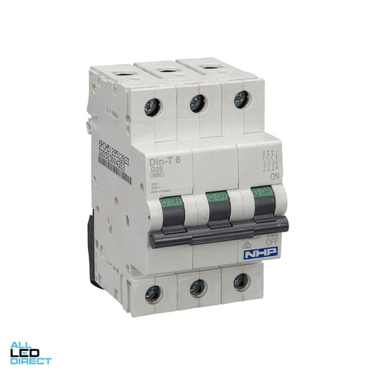 NHP 32 Amp Miniature Circuit Breaker MCB D Curve 3 Pole 6kA ALL LED Direct