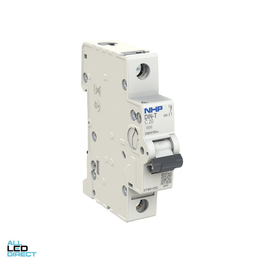 NHP 6 Amp DIN-T Miniature Circuit Breaker MCB C Curve 1 Pole 6kA ALL LED Direct