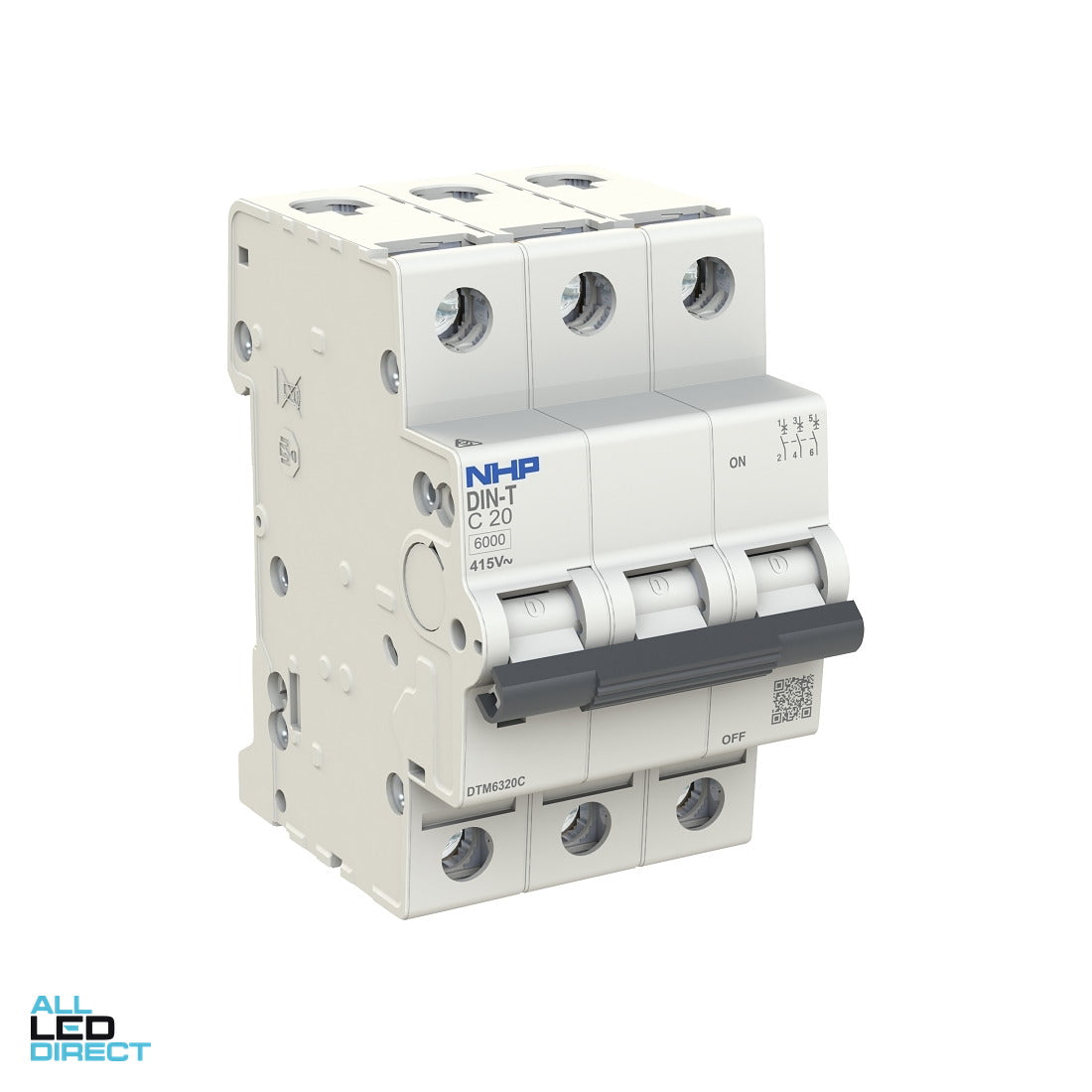 NHP 40 Amp DIN-T Miniature Circuit Breaker MCB C Curve 3 Pole 6kA ALL LED Direct