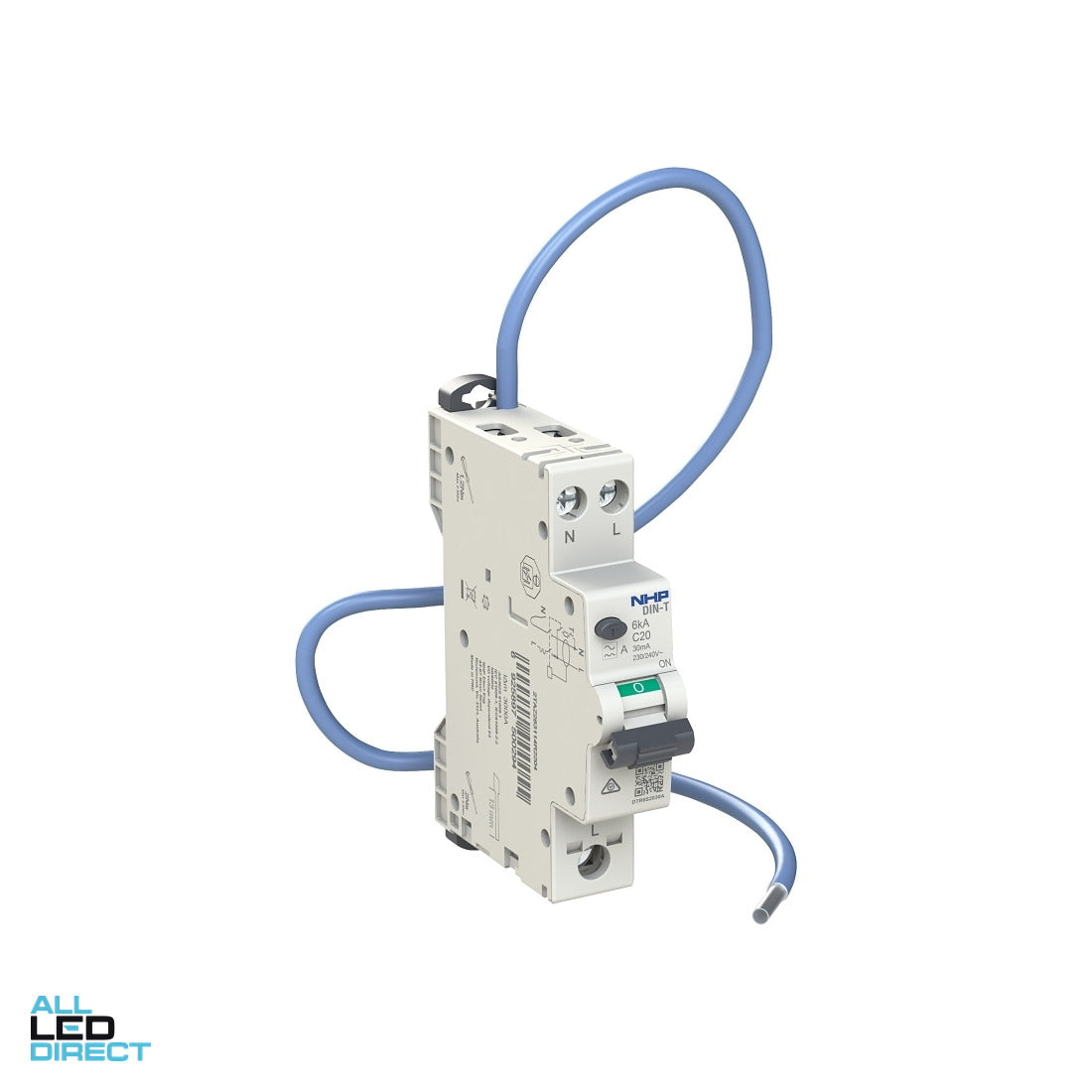 NHP DIN-T 32 Amp MCB/RCD RCBO C Curve 1 Pole + N Type A 6kA 30mA ALL LED Direct