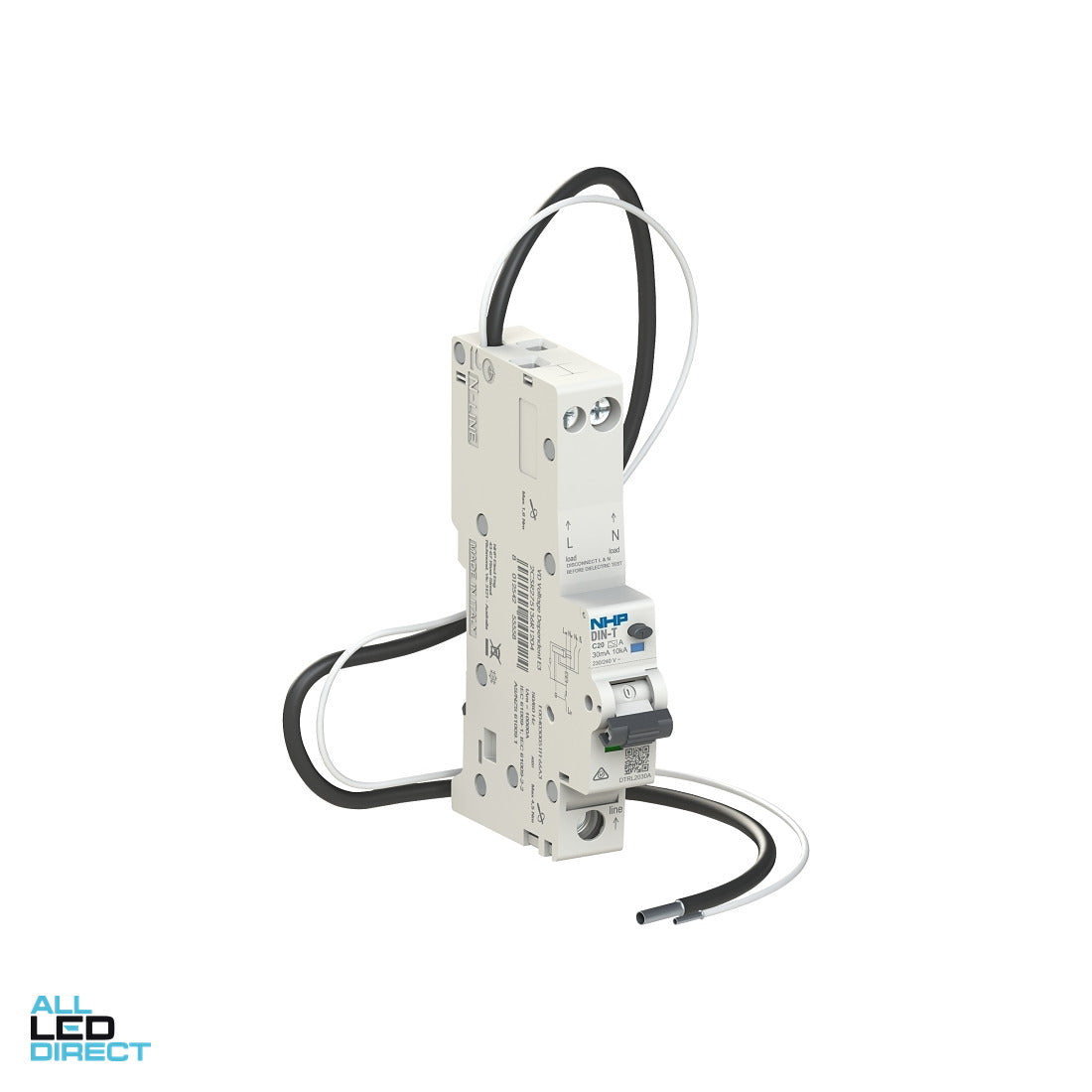 NHP 10 Amp DIN-T Longbody MCB/RCD RCBO C Curve 1 Pole + N 10kA 30mA ALL LED Direct