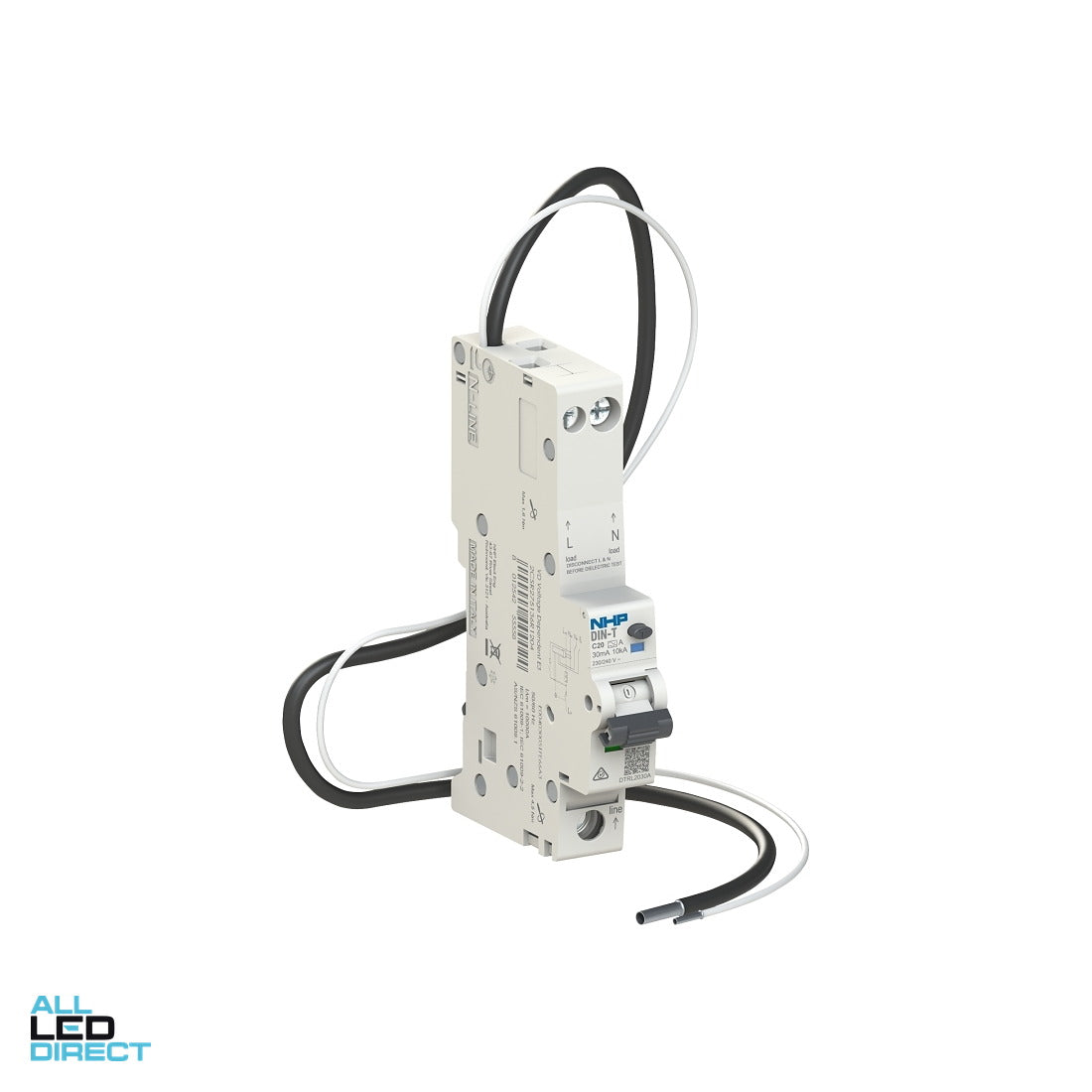 NHP 20 Amp DIN-T Longbody MCB/RCD RCBO C Curve 1 Pole + N 10kA 30mA ALL LED Direct