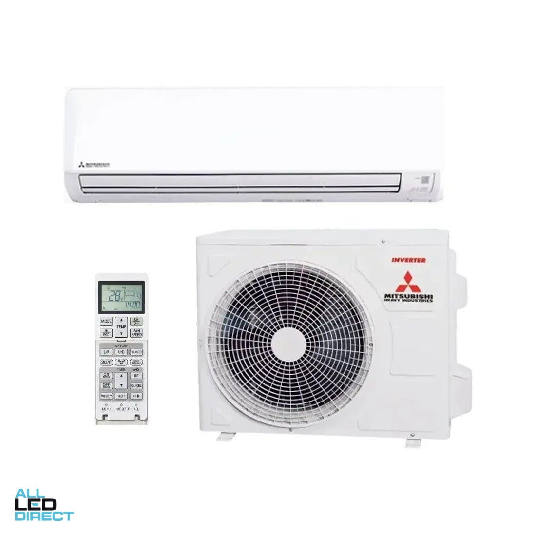 Mitsubishi Heavy (MHI) 8.0kW Cool 9.0kW Heat Inverter BRONTE Hi-Wall Indoor/Outdoor Air Conditioning Unit - WIFI Enabled ALL LED Direct