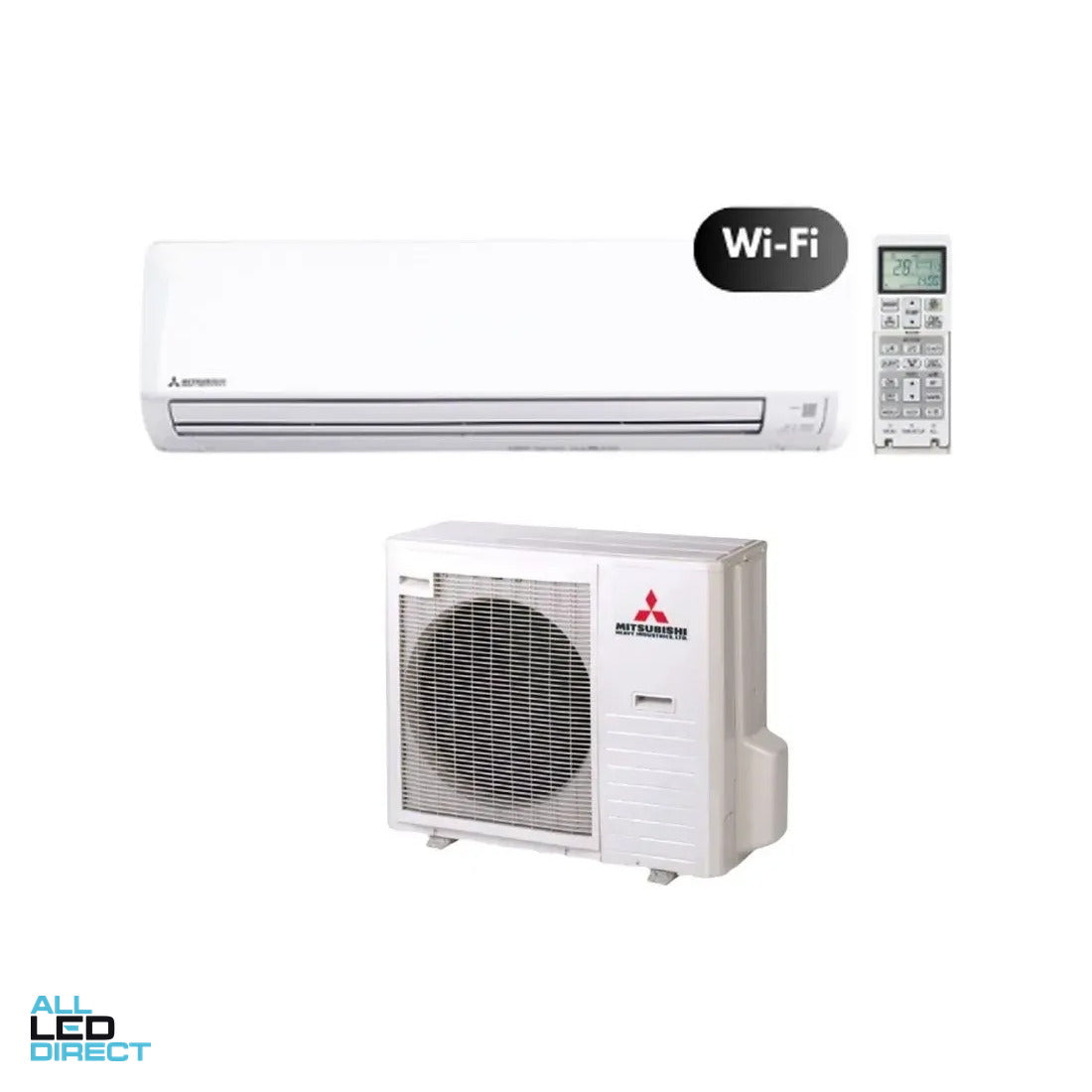 Mitsubishi Heavy (MHI) 9.5kW Cool 10.3kW Heat Inverter BRONTE Hi-Wall Indoor/Outdoor Air Conditioning Unit - WIFI Enabled ALL LED Direct