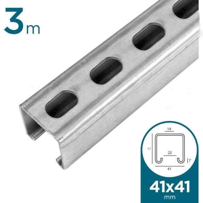 Ezystrut 41mm x 41mm 3 Metre E1000 Uni Strut Slotted Channel Galvanised - Default Title (E1000S3000G)