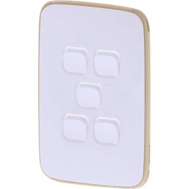 Clipsal 5 Gang ICONIC ESSENCE Vertical/Horizontal Cover Plate Arctic White