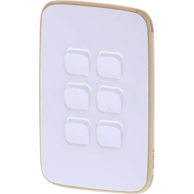 Clipsal 6 Gang ICONIC ESSENCE Vertical/Horizontal Cover Plate Arctic White