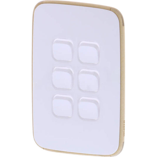 Clipsal 6 Gang ICONIC ESSENCE Vertical/Horizontal Cover Plate Arctic White