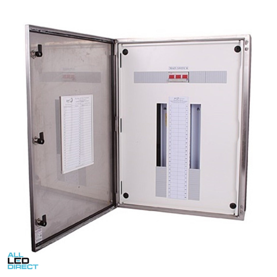 IPD 72 Pole Metal Distribution Board With Chassis & No Main Switch 316 Stainless Steel IP66 ALL LED Direct
