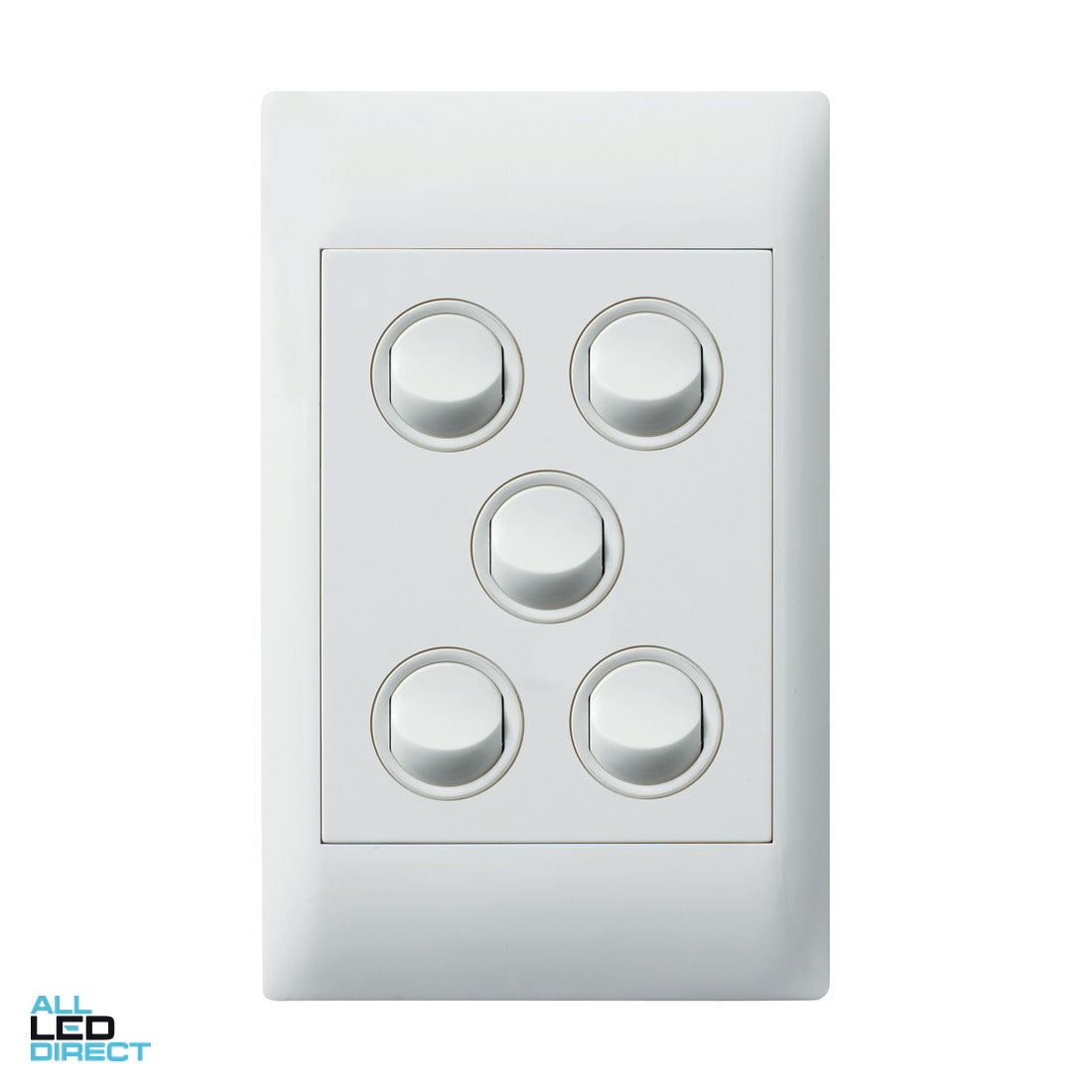 Legrand 16 Amp 5 Gang EXCEL LIFE COMMON Vertical Internal Rocker Switch White ALL LED Direct