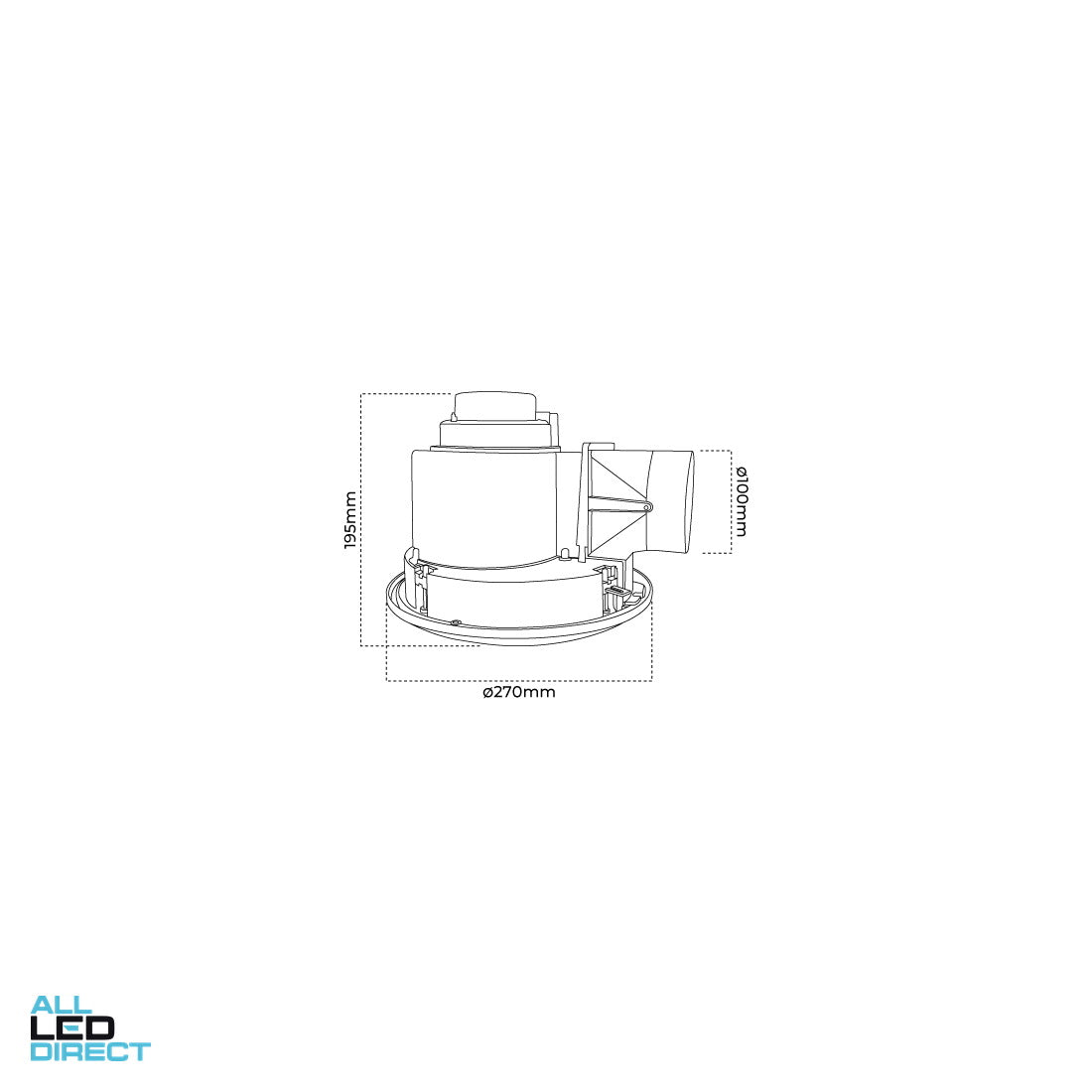 Atom 30 Watt 240mm ECLIPSE Ducted Exhaust Fan With Round Fascia & 12W TRI Colour LED Light White