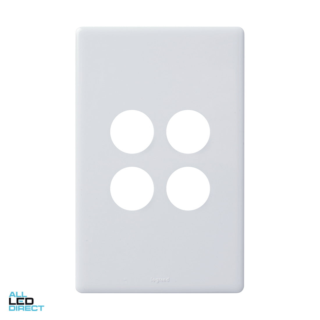 Legrand 4 Gang EXCEL LIFE DEDICATED Grid & Cover Plate White ALL LED Direct
