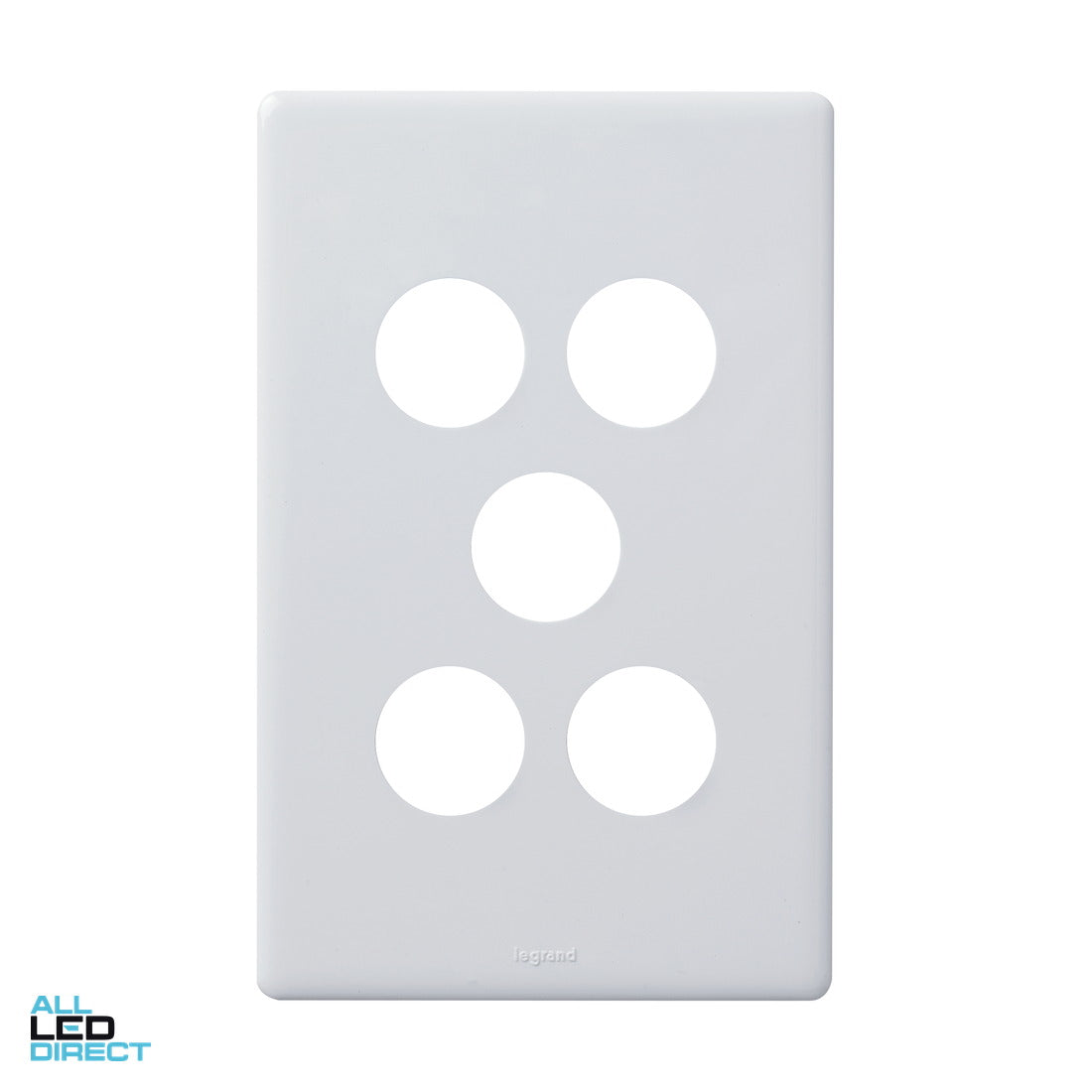Legrand 5 Gang EXCEL LIFE DEDICATED Grid & Cover Plate White ALL LED Direct