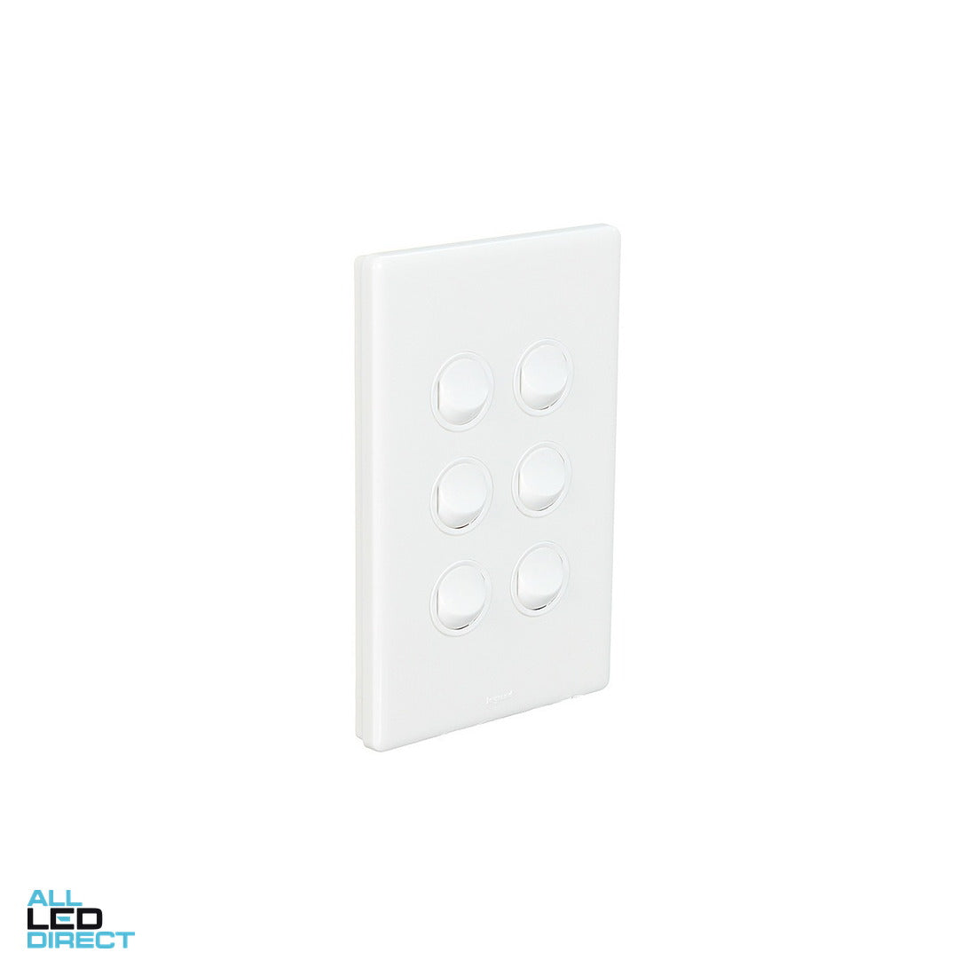 Legrand 16 Amp 6 Gang EXCEL LIFE DEDICATED Vertical Internal Rocker Switch White ALL LED Direct