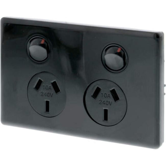 Legrand 10 Amp EXCEL LIFE DEDICATED DEDICATED Double Internal Powerpoint Black