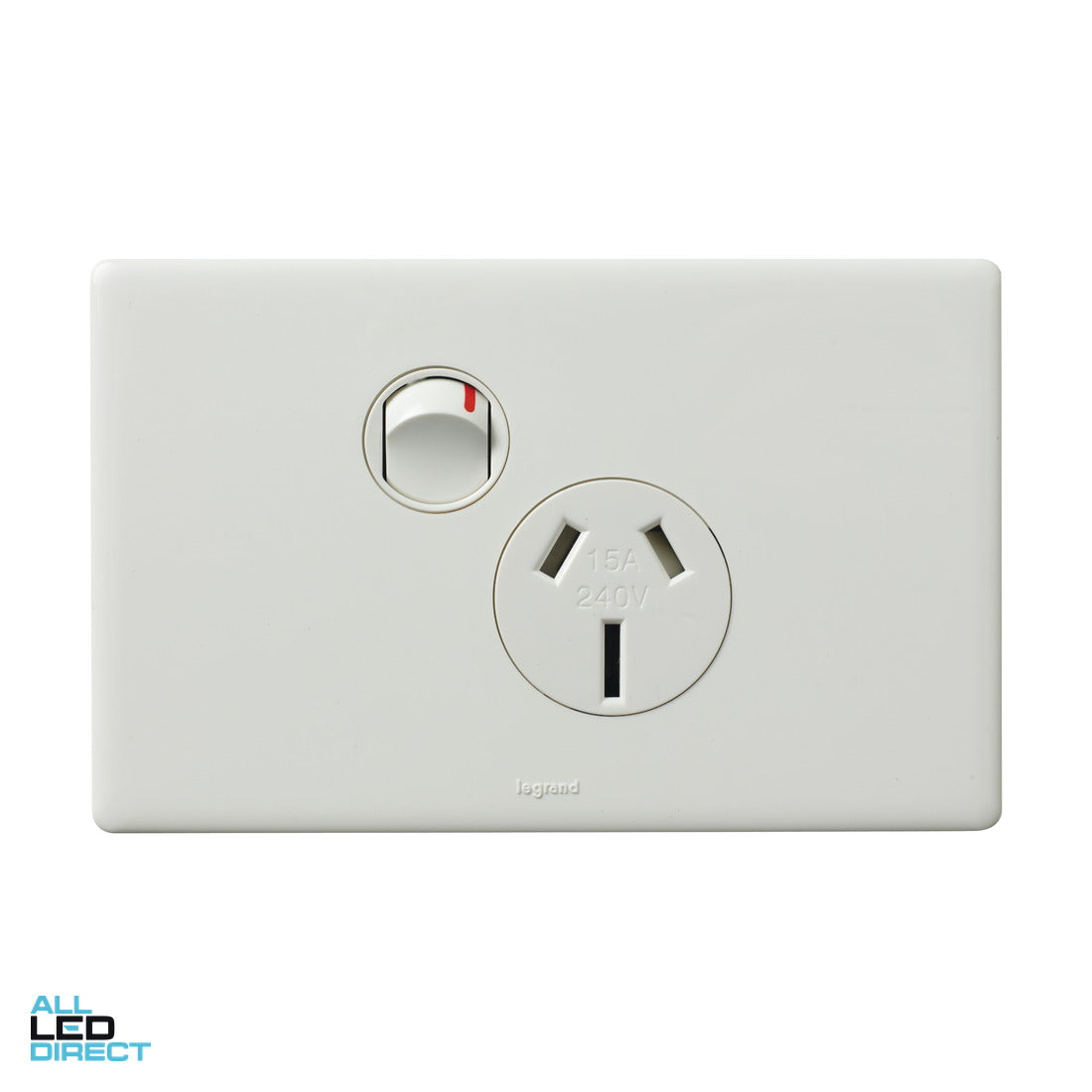 Legrand 15 Amp EXCEL LIFE DEDICATED Single Internal Powerpoint With Shutter White ALL LED Direct