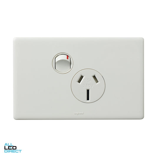 Legrand 15 Amp EXCEL LIFE DEDICATED Single Internal Powerpoint With Shutter White ALL LED Direct