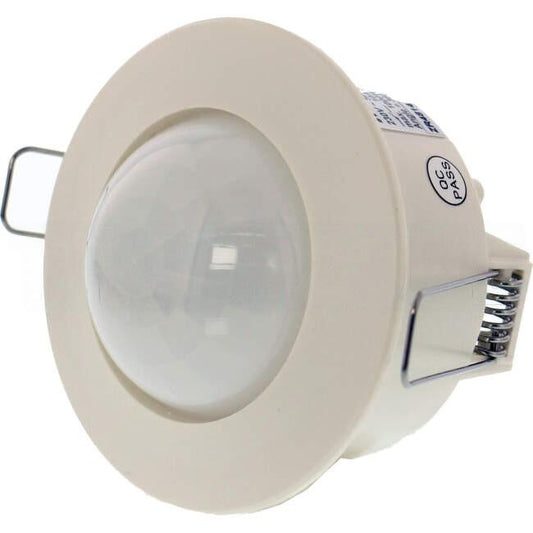 Hager 360 Degree Flush Mounted Ceiling Movement Sensor IP21 With 6 Metre Detection Range White