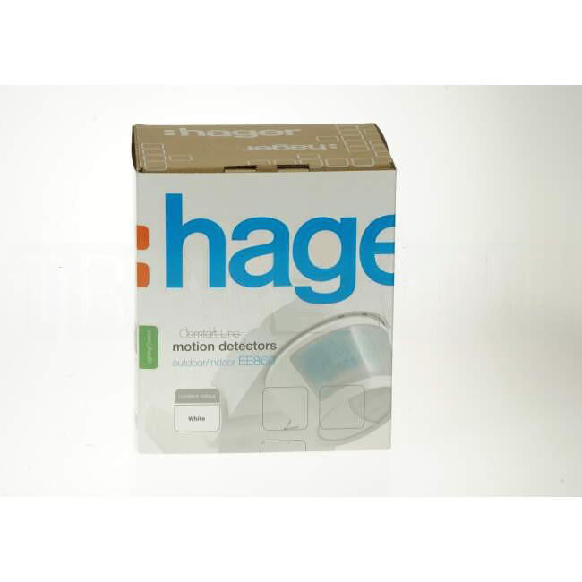 Hager 220 Degree Surface Mounted Wall Movement Sensor IP55 With 16 Metre Detection Range White