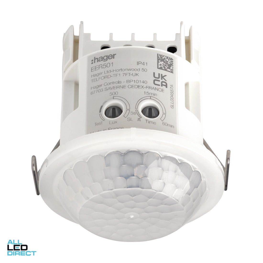 Hager 360 Degree Flush Mounted Ceiling Movement Sensor IP41 With 10 Metre Detection Range White ALL LED Direct