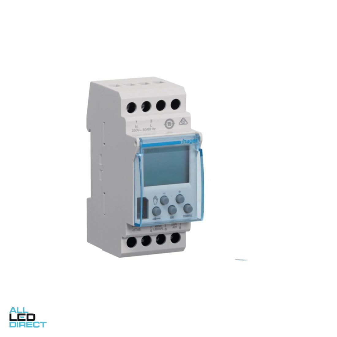 Hager Time Switch Digital Weekly 1 Channel 230V 5 Year Reserve ALL LED Direct