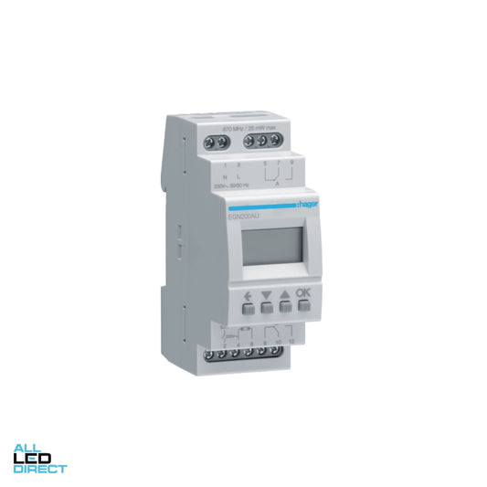 Hager 2 Channel Multi-Function Digital Time Switch with Bluetooth Connection ALL LED Direct