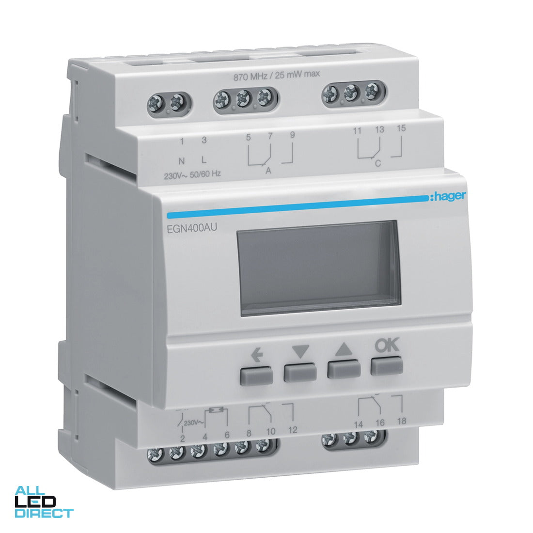 Hager 4 Channels Digital Time Switch Bluetooth Connection ALL LED Direct
