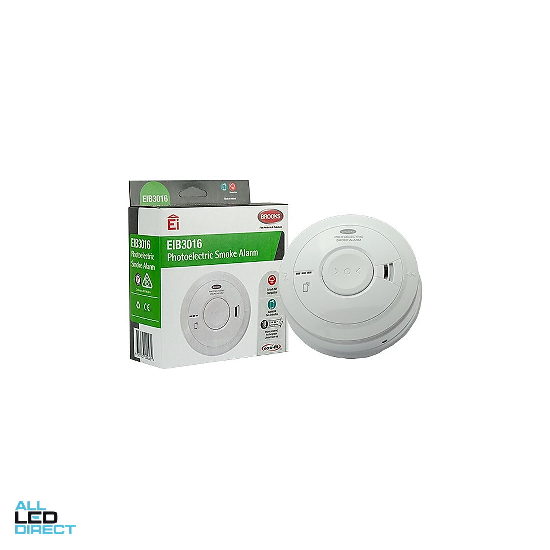 Brooks Surface Mounted Photoelectric 230 Volt Smoke Alarm with 10 Year Lithium Battery Back Up ALL LED Direct