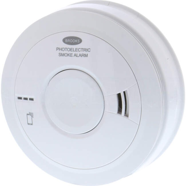 Brooks Surface Mounted Photoelectric 230 Volt Smoke Alarm with 10 Year Lithium Battery Back Up