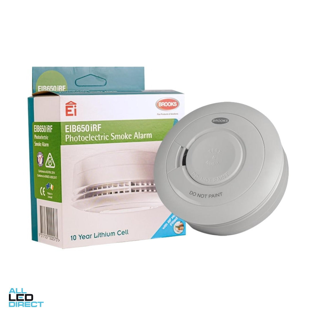 Brooks Surface Mounted Photoelectric RadioLINK 10-year Lithium Battery Smoke Alarm Externally Powered For Residential Systems