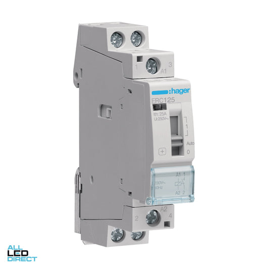 Hager 25 Amp Override Contactor 1 x N/O 230 Volt ALL LED Direct