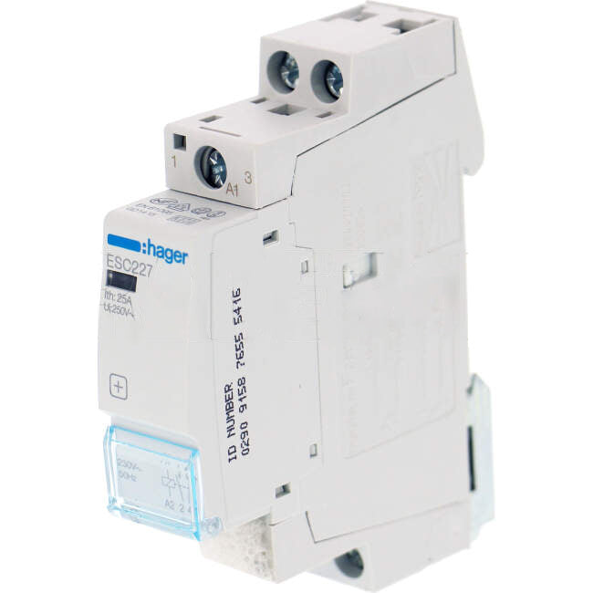 Hager 25 Amp 2 Pole Contactor With 230 Volt AC Coil & 1 x N/O & 1 x N/C Auxilary Contact