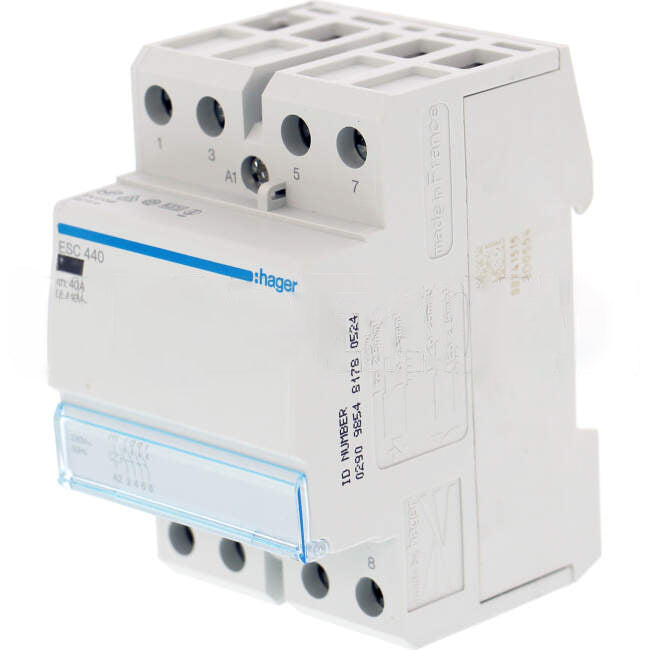 Hager 40 Amp 4 Pole Contactor With 230 Volt AC Coil 4 x N/O Auxilary Contacts