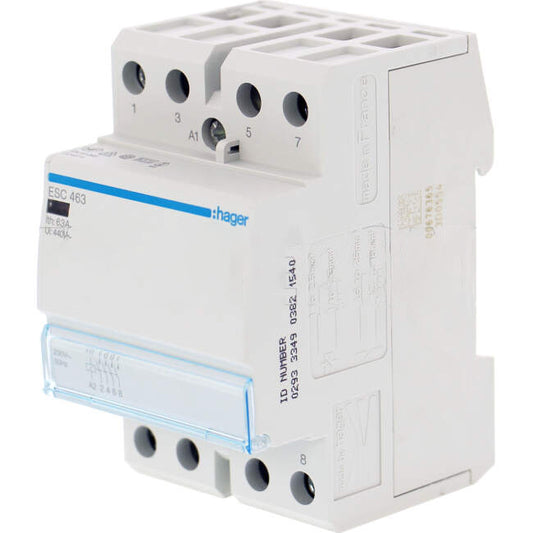 Hager 63 Amp 4 Pole Contactor With 230 Volt AC Coil & 4 x N/O Auxilay Contacts