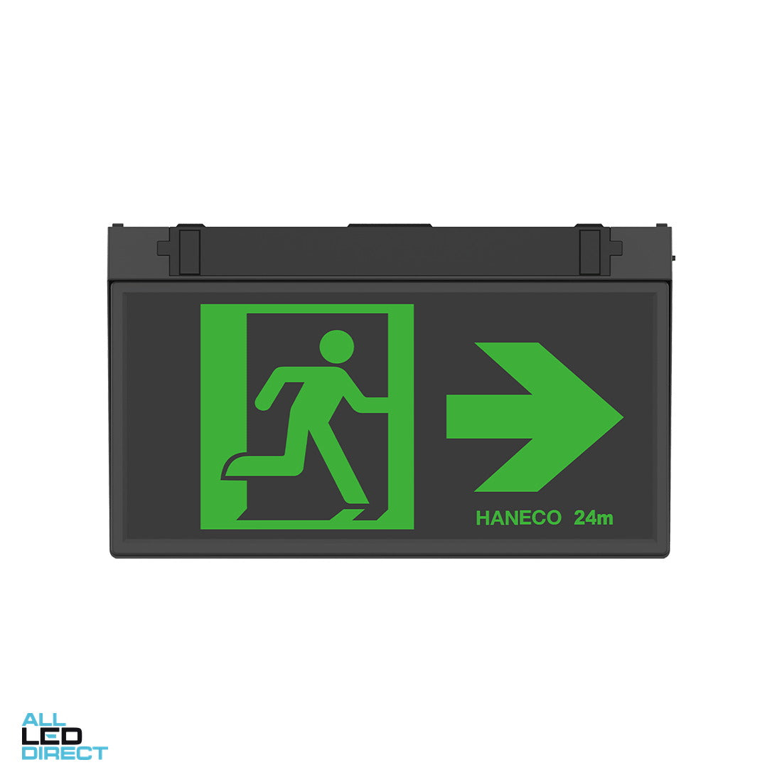 Haneco 1 W LED ESODO Maintained Double Sided Wall or Ceiling Mounted D24 Running Man Exit Sign ALL LED Direct