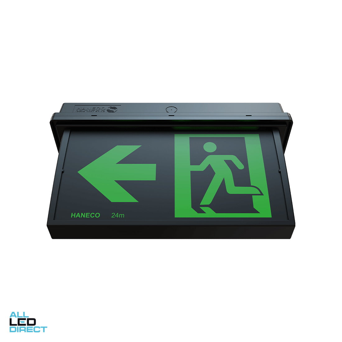 Haneco 1.5 W LED ESODO Double Sided Surface Mounted LED IP65 Slim Running Man Exit Sign ALL LED Direct