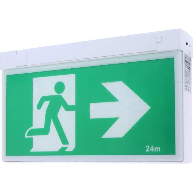 Haneco 1 Watt LED ESODO Maintained Double Sided Wall or Ceiling Mounted D24 Running Man Exit Sign