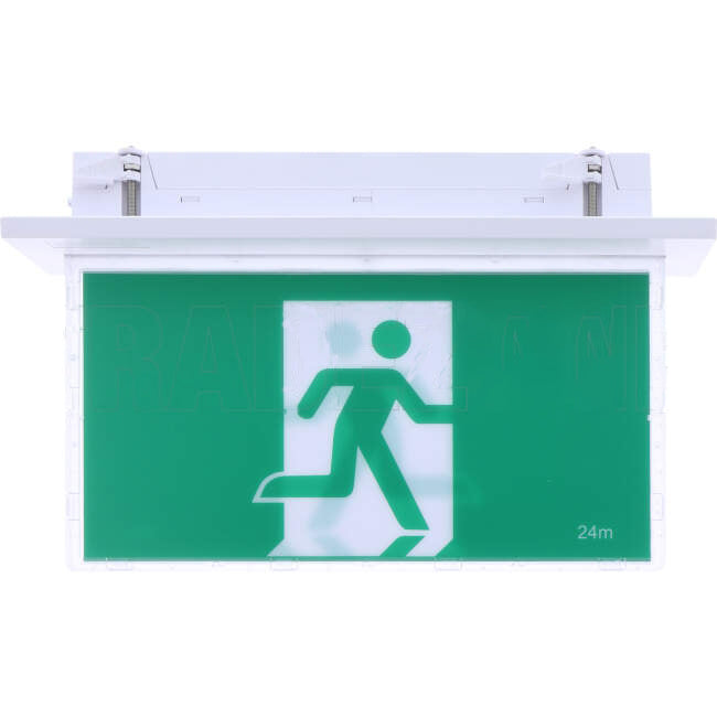 Haneco 1.5 Watt LED ESODO Double Sided Reccessed D24 Slim Running Man Exit Sign